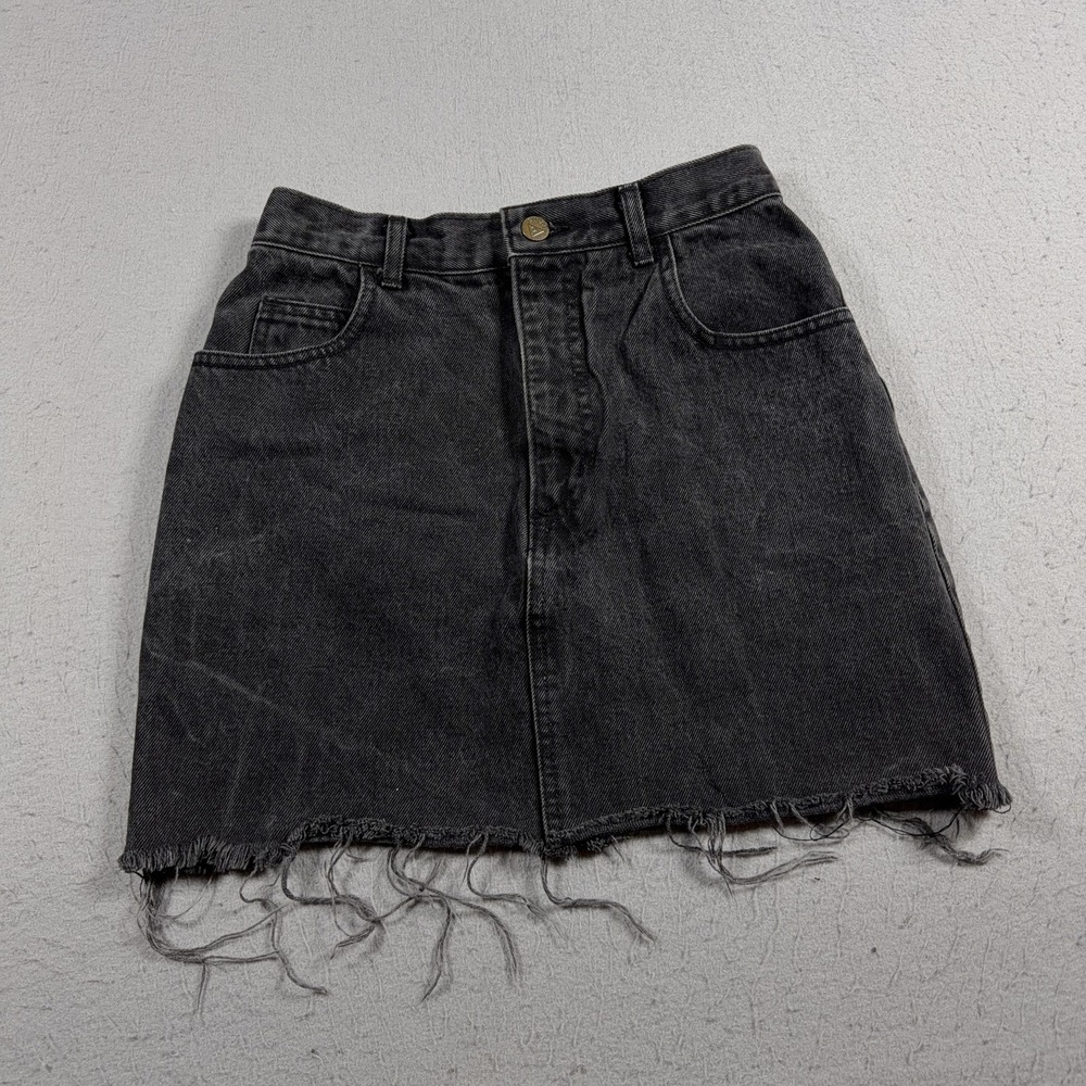 VTG Guess By Georges Marciano Denim Skirt Womens 29 Black High Rise Frayed 90s‎